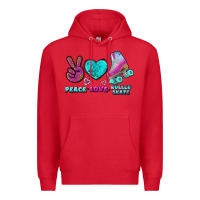 Red peace love roller skate Premium Hoodie - BundleAndBundleShop