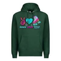 Sports Green peace love roller skate Premium Hoodie - BundleAndBundleShop