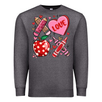 Charcoal Heather valentine xoxo teacher Premium Sweatshirt - MaliasSmallBusiness