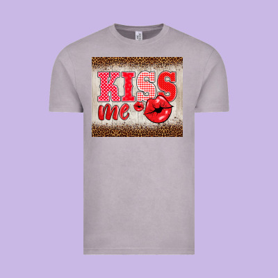 Valentine's Day Kiss Me Vintage Tee Designed By Barkaloodesign