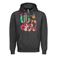Charcoal Heather cactus peace sign flowers and butterflys Zipper Hoodie - Artiststas