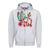 Heather Grey cactus peace sign flowers and butterflys Zipper Hoodie - Artiststas