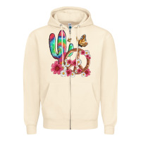 Sandshell cactus peace sign flowers and butterflys Zipper Hoodie - Artiststas