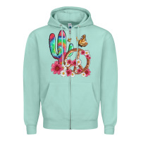 Seafoam cactus peace sign flowers and butterflys Zipper Hoodie - Artiststas