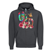 Smoke cactus peace sign flowers and butterflys Zipper Hoodie - Artiststas