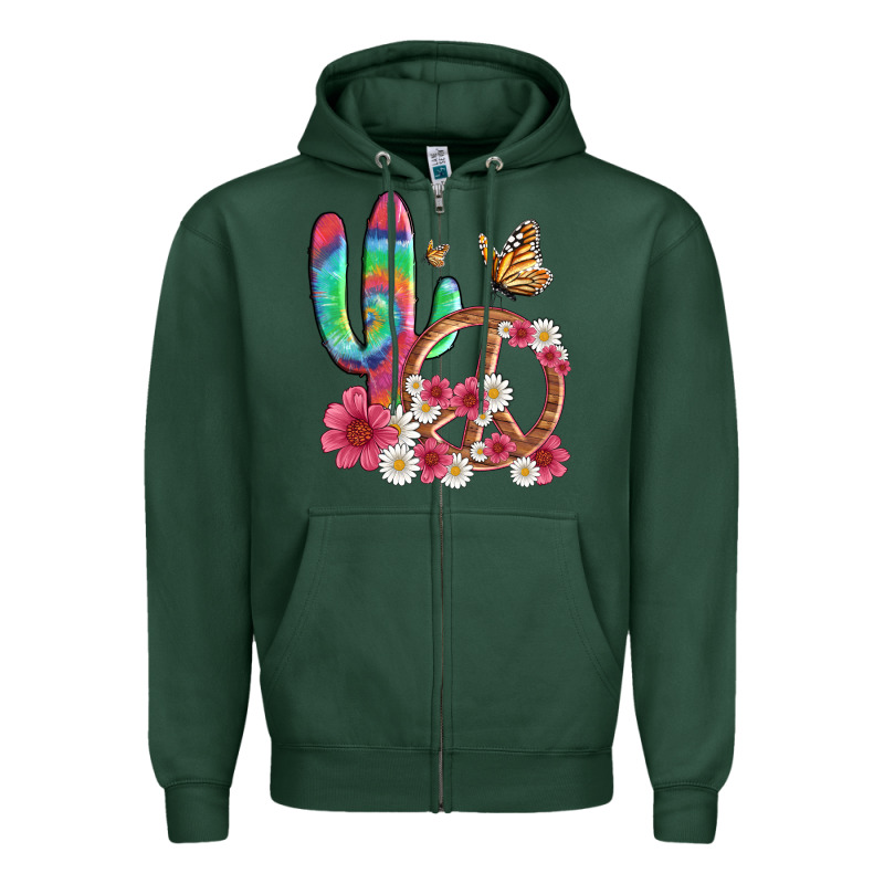 Cactus Peace Sign Flowers And Butterflys Zipper Hoodie by Artiststas | Teevron