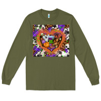 Army Green halloween heart Long Sleeve Tee - AdoDesignShop