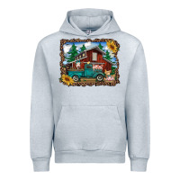 Heather Grey western barn with farm animals Urban Hoodie - RanaPortraitStore