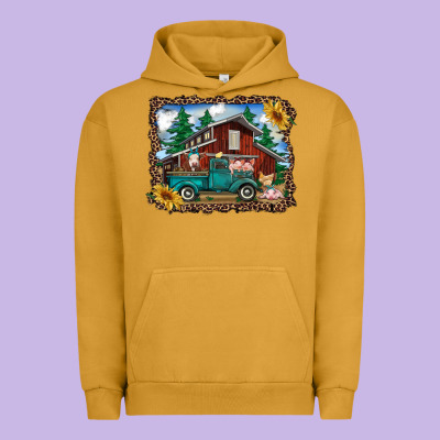 Western Barn With Farm Animals Urban Hoodie Designed By Ranaportraitstore