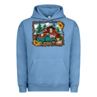 Pigment Pebble Blue western barn with farm animals Urban Hoodie - RanaPortraitStore