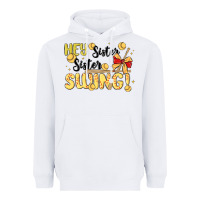 White softball sister Heavyweight Hoodie - MaliasSmallBusiness