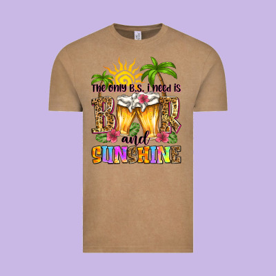 The Only B.s. I Need Is Beer And Sunshine Vintage Tee Designed By Zillion Design Studio
