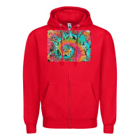 Red tie dye leopard cowhide glitter background Zipper Hoodie - Artiststas