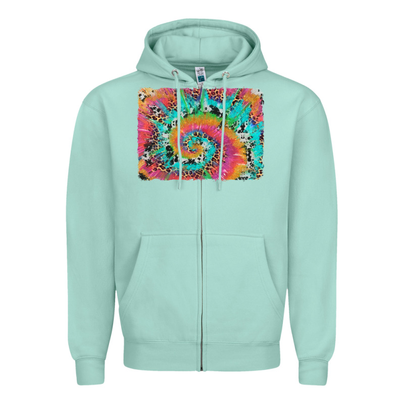 Tie Dye Leopard Cowhide Glitter Background Zipper Hoodie by Artiststas | Teevron