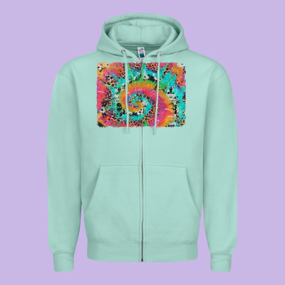 Tie Dye Leopard Cowhide Glitter Background Zipper Hoodie Designed By Artiststas