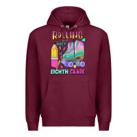 Burgundy rolling into eighth grade Premium Hoodie - BundleAndBundleShop