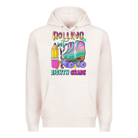 Pale Pink rolling into eighth grade Premium Hoodie - BundleAndBundleShop
