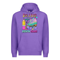 Purple rolling into eighth grade Premium Hoodie - BundleAndBundleShop