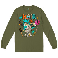 Army Green bullskull hairstlist Long Sleeve Tee - AdoDesignShop