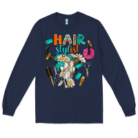 Navy bullskull hairstlist Long Sleeve Tee - AdoDesignShop