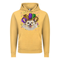 Vintage Mustard mardi gras hat white pomeranian Vintage Hoodie - RanaPortraitStore