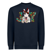 Navy Christmas joy bull terrier Heavyweight Sweatshirt - RanaPortraitStore