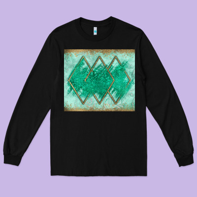 Green Glitter Long Sleeve Tee Designed By Jahusdesignshop