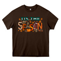 Chocolate Brown tis the season football Heavy Core Tee - RacoonDesign