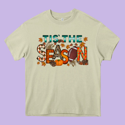 Tis The Season Football Heavy Core Tee Designed By Racoondesign