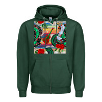 Sports Green flamenco dancer seamless pattern Zipper Hoodie - BundleAndBundleShop