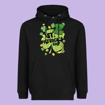 St. Patrick's Day Shamrock Heavyweight Hoodie Designed By Maliassmallbusiness