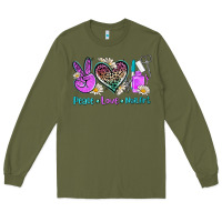 Army Green peace love nail art Long Sleeve Tee - AdoDesignShop