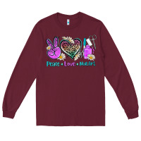 Burgundy peace love nail art Long Sleeve Tee - AdoDesignShop