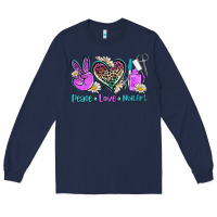Navy peace love nail art Long Sleeve Tee - AdoDesignShop
