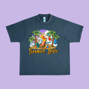 Sunset Love Urban Heavy Tee Designed By Barkaloodesign