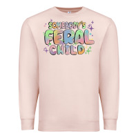 Pale Pink somebody's feral child Premium Sweatshirt - MaliasSmallBusiness