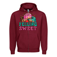 Burgundy feeling sweet donuts Zipper Hoodie - AdoDesignShop