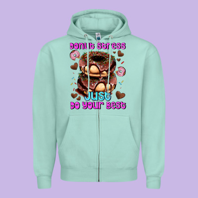 Donut Stress Just Do Your Best Zipper Hoodie Designed By Adodesignshop