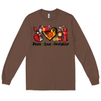 Chestnut peace love firefighter Long Sleeve Tee - AdoDesignShop