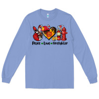 Colony Blue peace love firefighter Long Sleeve Tee - AdoDesignShop