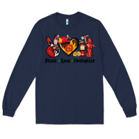 Navy peace love firefighter Long Sleeve Tee - AdoDesignShop
