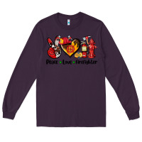 Plum peace love firefighter Long Sleeve Tee - AdoDesignShop