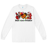 White peace love firefighter Long Sleeve Tee - AdoDesignShop