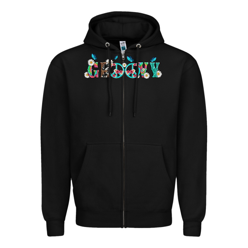 Groovy With Peace  Sign Flowers Zipper Hoodie by Artiststas | Teevron