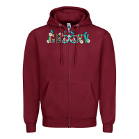 Burgundy groovy with peace  sign flowers Zipper Hoodie - Artiststas