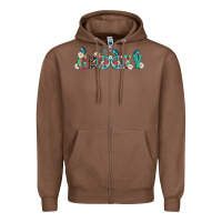 Chestnut groovy with peace  sign flowers Zipper Hoodie - Artiststas
