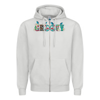 Dove Grey groovy with peace  sign flowers Zipper Hoodie - Artiststas