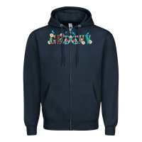 Navy groovy with peace  sign flowers Zipper Hoodie - Artiststas