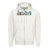 Oatmeal Heather groovy with peace  sign flowers Zipper Hoodie - Artiststas