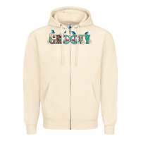 Sandshell groovy with peace  sign flowers Zipper Hoodie - Artiststas
